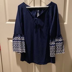 St Johns Bay navy embellished sleeve tunic.